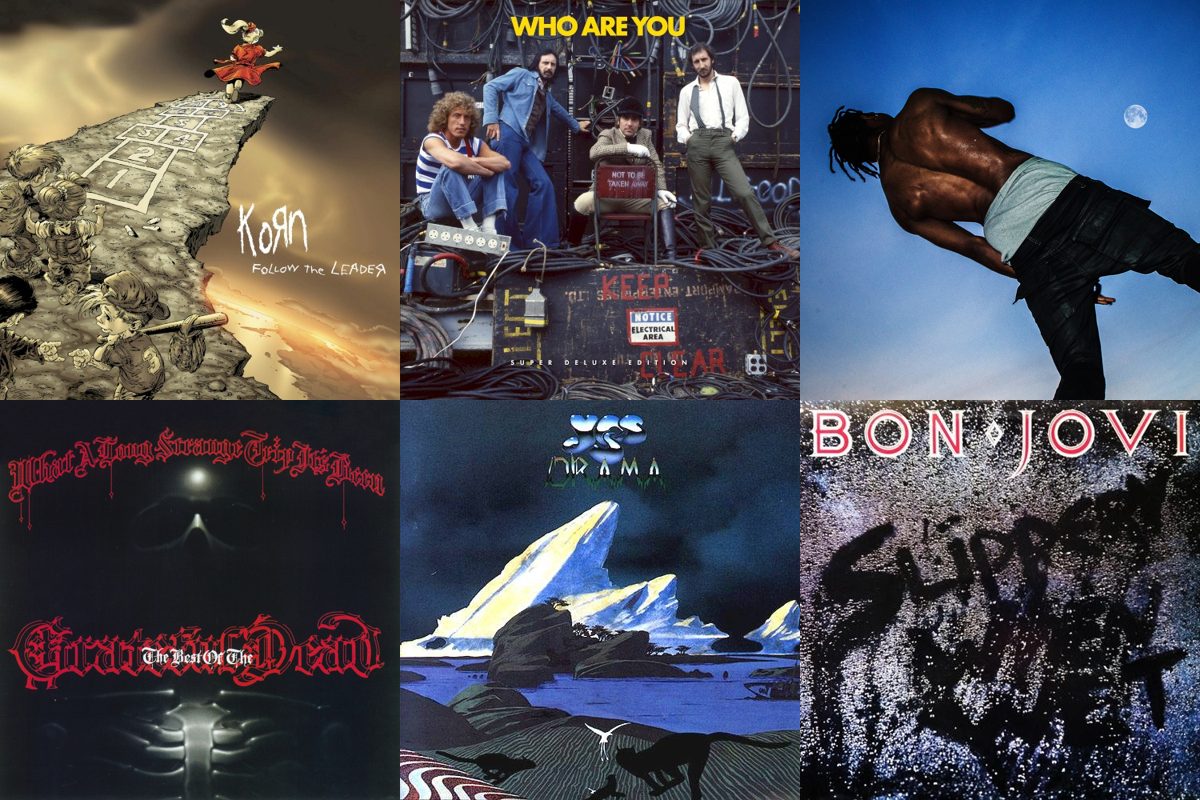 August 18th album covers: Follow The Leader, Who Are You, Days Before Rodeo, What A Long Strange Trip It's Been (The Best Of The Grateful Dead), Drama, Slippery When Wet